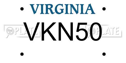 VKN50 Virginia License Plate