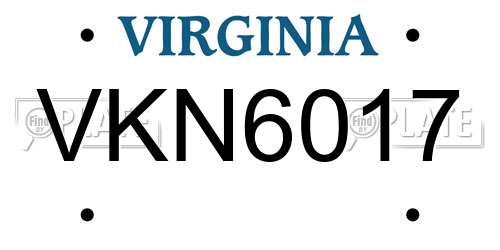 VKN6017 Virginia License Plate