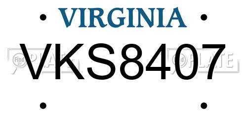 VKS8407 Virginia License Plate