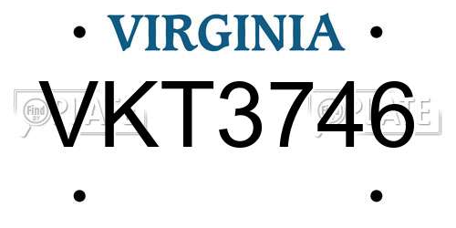 VKT3746 Virginia License Plate