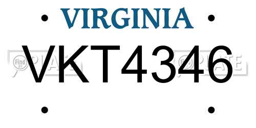 VKT4346 Virginia License Plate