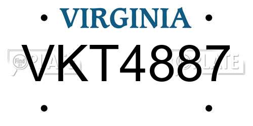 VKT4887 Virginia License Plate
