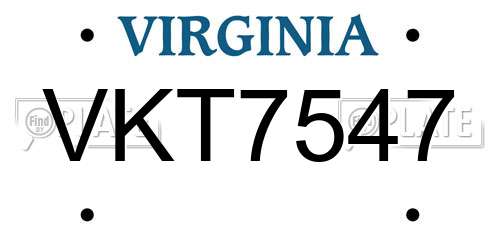 VKT7547 Virginia License Plate