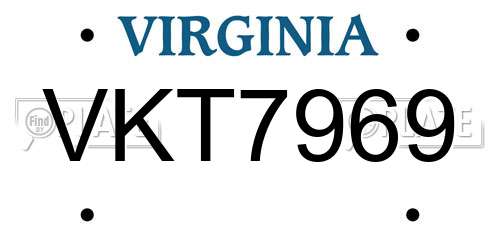 VKT7969 Virginia License Plate