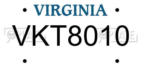VKT8010 Virginia License Plate