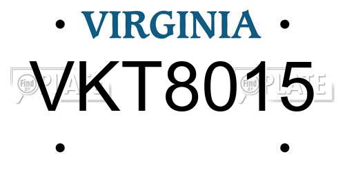VKT8015 Virginia License Plate