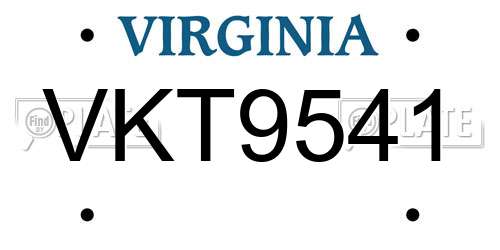 VKT9541 Virginia License Plate