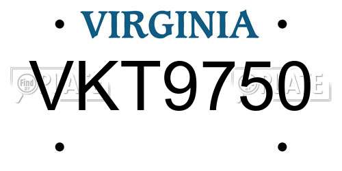 VKT9750 Virginia License Plate
