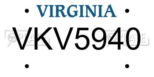VKV5940 Virginia License Plate