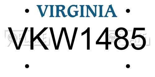 VKW1485 Virginia License Plate