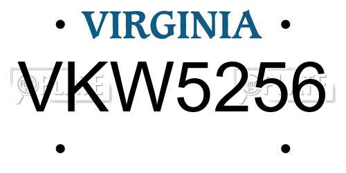VKW5256 Virginia License Plate