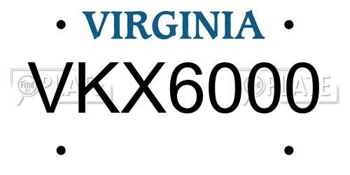 VKX6000 Virginia License Plate