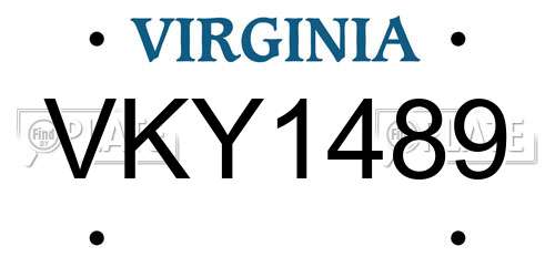 VKY1489 Virginia License Plate