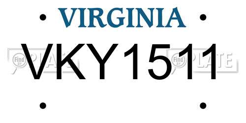 VKY1511 Virginia License Plate