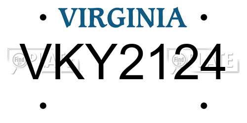 VKY2124 Virginia License Plate