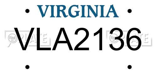 VLA2136 Virginia License Plate