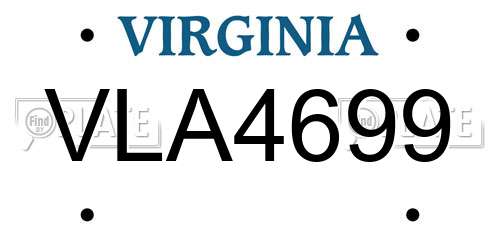 VLA4699 Virginia License Plate