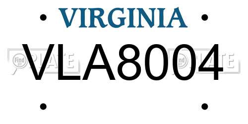 VLA8004 Virginia License Plate