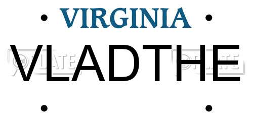 VLADTHE Virginia License Plate
