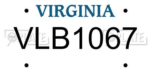 VLB1067 Virginia License Plate