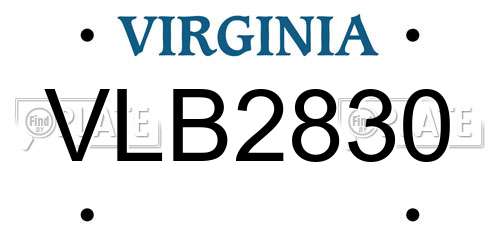 VLB2830 Virginia License Plate