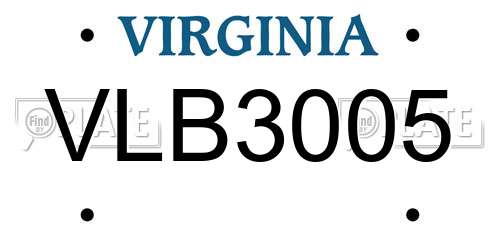 VLB3005 Virginia License Plate