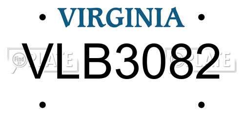 VLB3082 Virginia License Plate