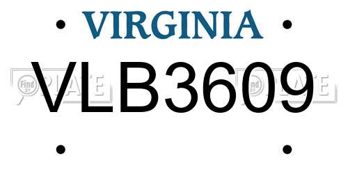 VLB3609 Virginia License Plate