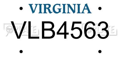 VLB4563 Virginia License Plate