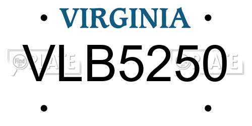 VLB5250 Virginia License Plate