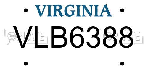VLB6388 Virginia License Plate