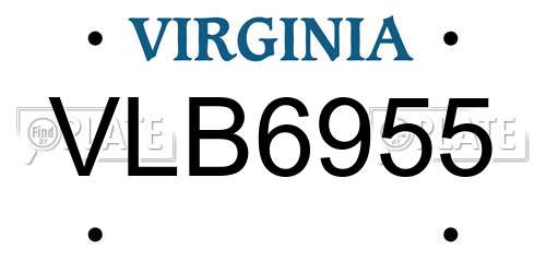 VLB6955 Virginia License Plate