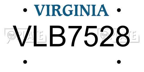 VLB7528 Virginia License Plate