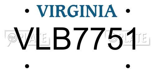 VLB7751 Virginia License Plate