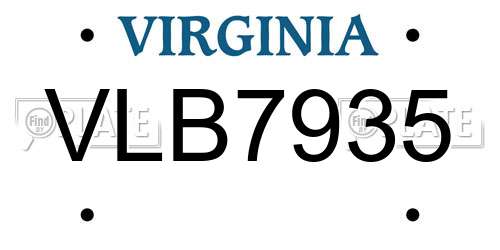VLB7935 Virginia License Plate
