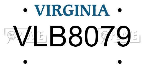 VLB8079 Virginia License Plate