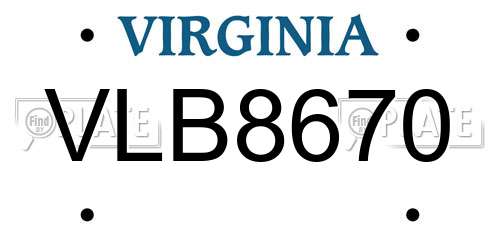 VLB8670 Virginia License Plate
