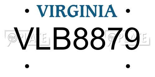 VLB8879 Virginia License Plate