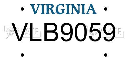 VLB9059 Virginia License Plate