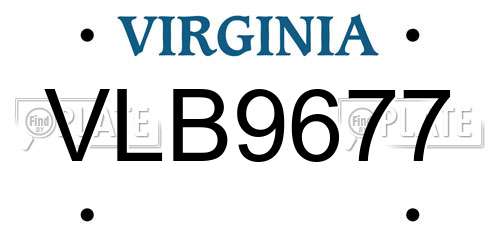 VLB9677 Virginia License Plate