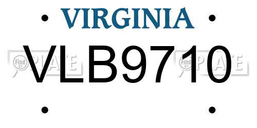 VLB9710 Virginia License Plate