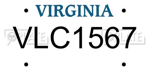VLC1567 Virginia License Plate