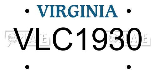 VLC1930 Virginia License Plate