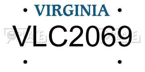 VLC2069 Virginia License Plate