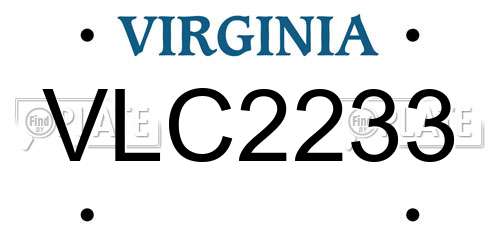 VLC2233 Virginia License Plate