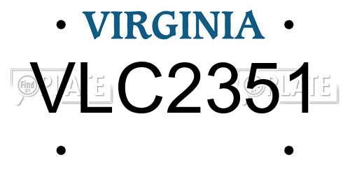 VLC2351 Virginia License Plate