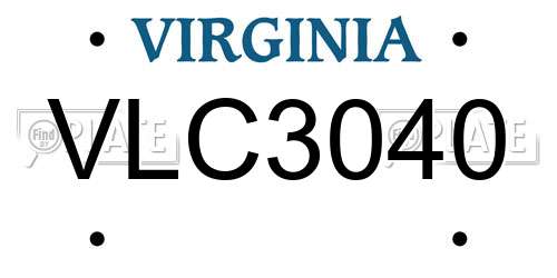VLC3040 Virginia License Plate