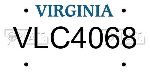 VLC4068 Virginia License Plate