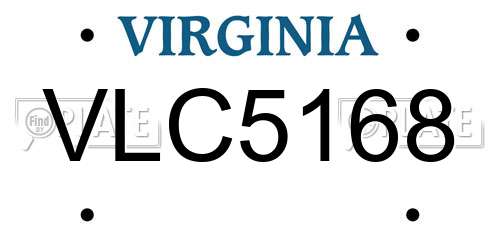 VLC5168 Virginia License Plate