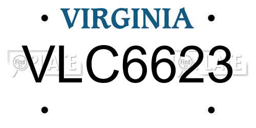VLC6623 Virginia License Plate